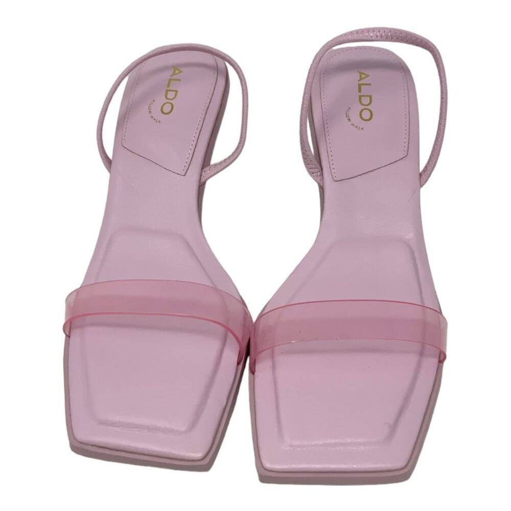 Aldo Deca Pink Square Toe Two Band Heeled Sandal Size 7.5 NWT $85 MSRP - Picture 2 of 7